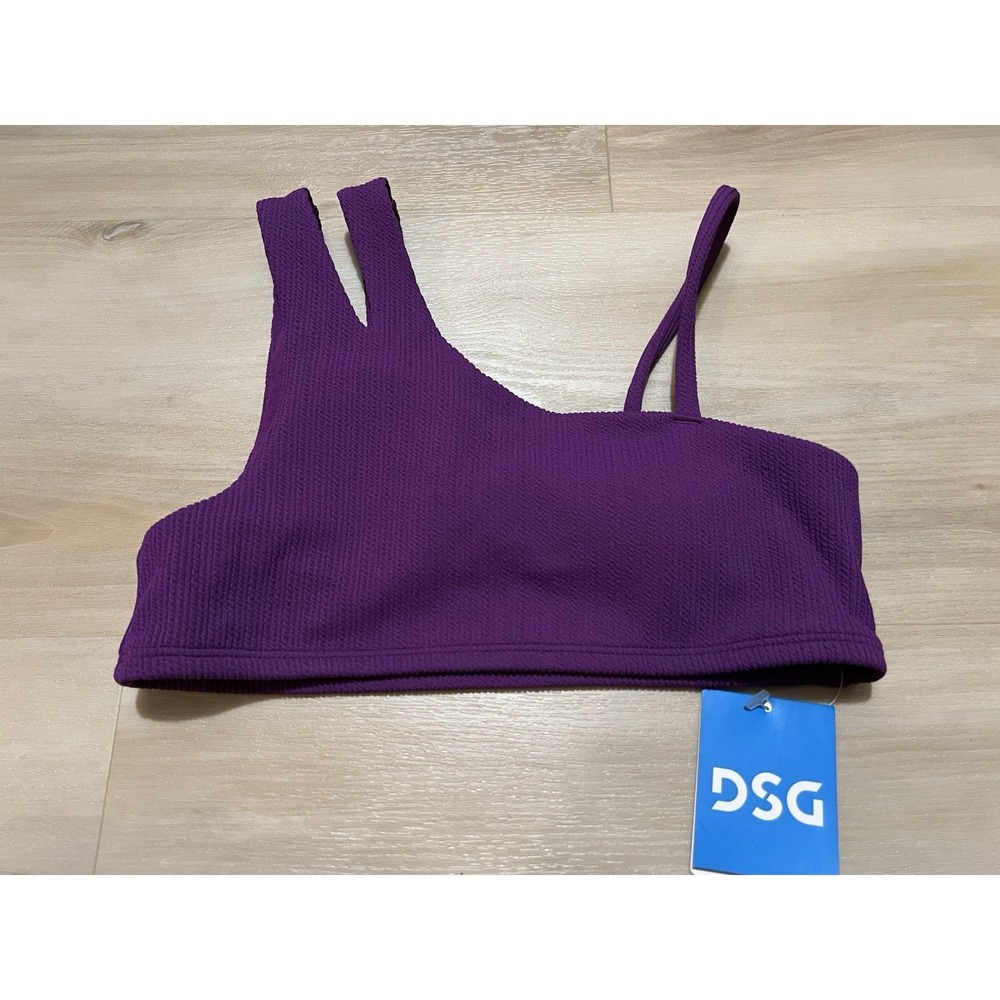 DSG Girls Asymmetric Swim Top Vibrant Violet Large‎ 50 UV Protection New